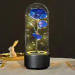 Creative 2 In 1 Rose Flowers LED Light And Bluetooth-compatible Speaker Valentine's Day Gift Rose Luminous Night Light Ornament In Glass Cover - Image 9