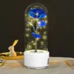 Creative 2 In 1 Rose Flowers LED Light And Bluetooth-compatible Speaker Valentine's Day Gift Rose Luminous Night Light Ornament In Glass Cover - Image 4