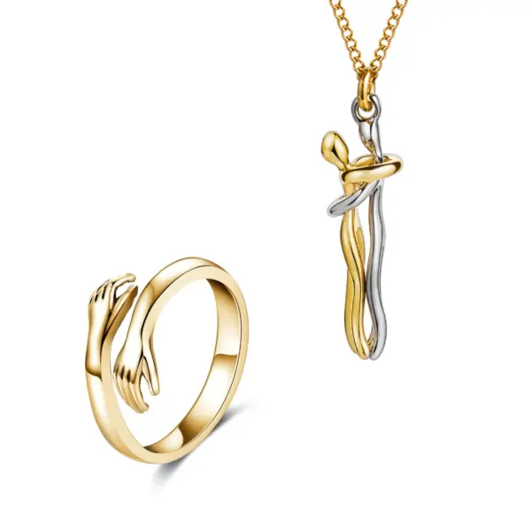 Gold Hug Necklace (With Ring)
