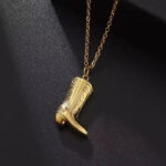 Gold Cowboy Boots Pendant Necklace for Women & Girls - Image 3